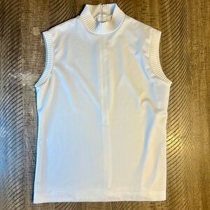 Vintage white sleeveless polyester winter white shirt grandmacore